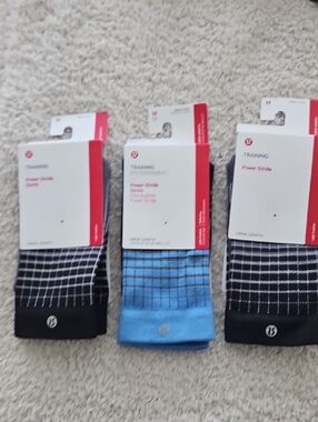 lululemon athletica Training Power Stride Crew Socks - Black & Blue Bundle- NWT-